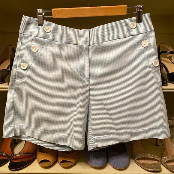 LOFT Pants - LOFT Blue White Seersucker Riviera Short Sz 6